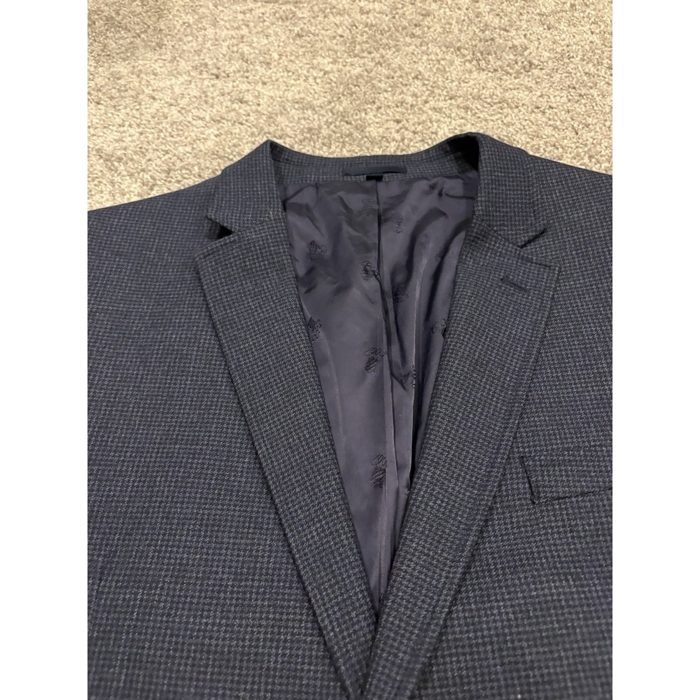 Jos A Bank 1905 Blazer 46L Blue Slim Fit Wool Jacket Brrr. Comfort Houndstooth